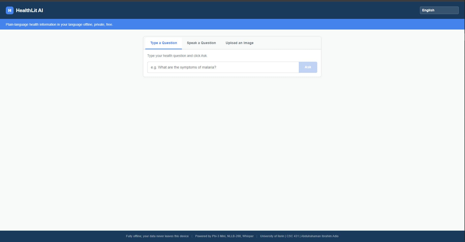 HealthLit AI homepage