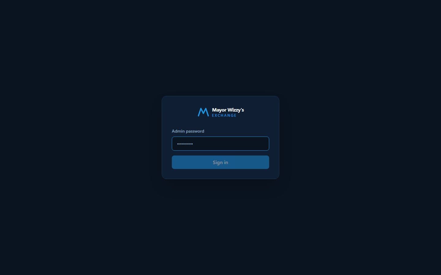 Mayor Wizzy's Exchange homepage