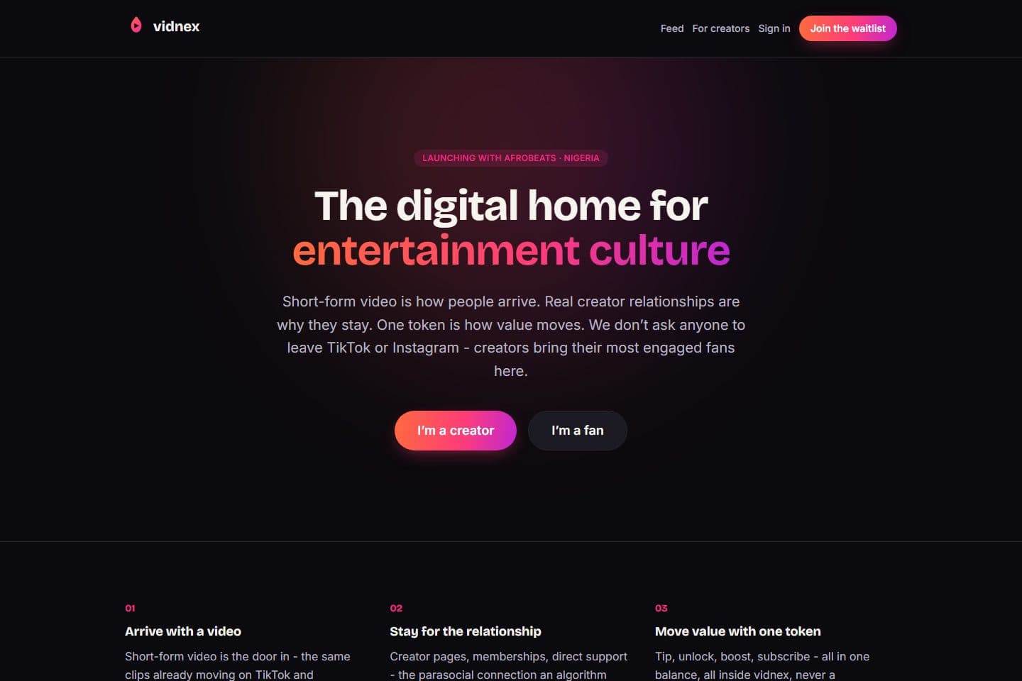 vidnex homepage